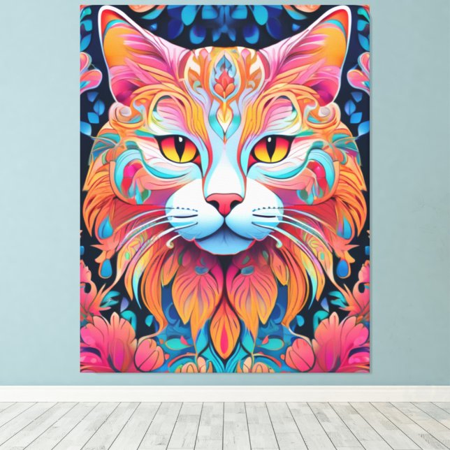 Vector Cat Canvas Print (Insitu(Wood Floor))