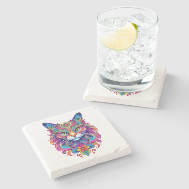 Vector Cat Stone Coaster (Side)
