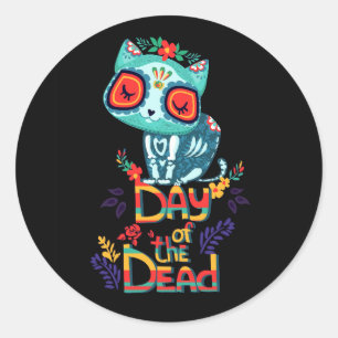 Vector day of the dead cartoon classic round sticker