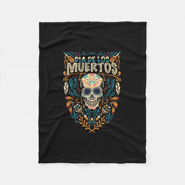 Vector day of the dead (dia de los muertos) sugar  fleece blanket (Front)