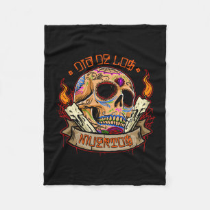 Vector dia de los muertos skull fleece blanket