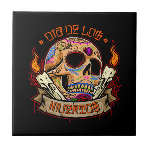 Vector dia de los muertos skull tile