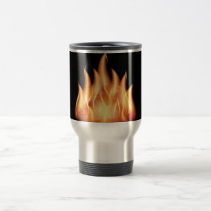 vector-flames- HOT FIRE FLAMES BURING BLACK ORANG Travel Mug