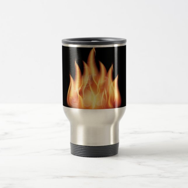 vector-flames- HOT FIRE FLAMES BURING BLACK ORANG Travel Mug (Center)