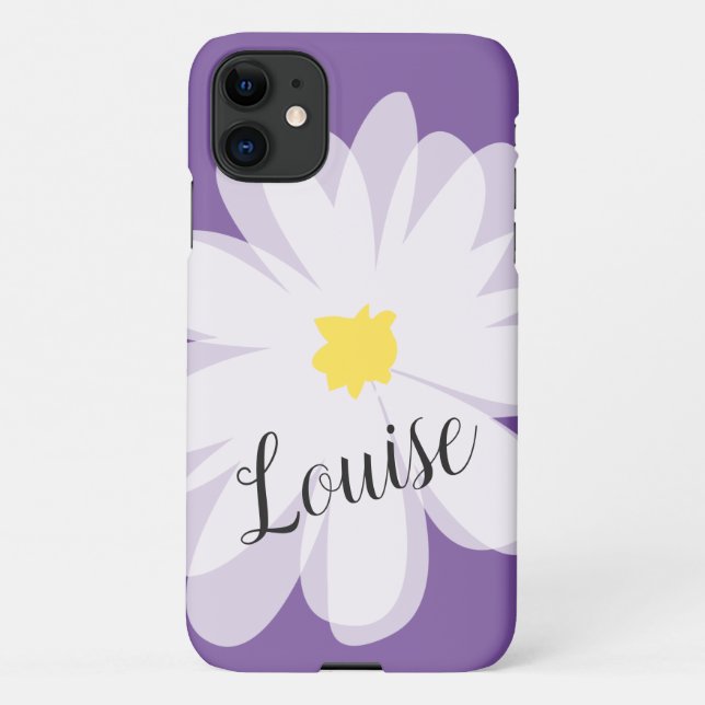 Vector flower art purple daisy Zazzle Basic iPhone Case (Back)