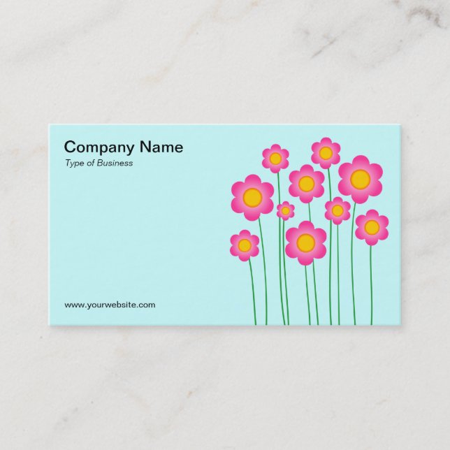 Vector Flowers III - Ice Blue Business Card (Front)