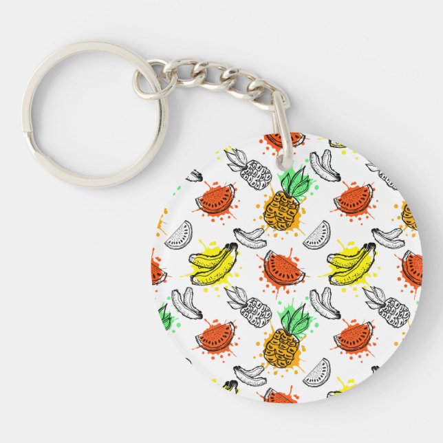 Vector Graphic Seamless Pattern Key Ring (Front)
