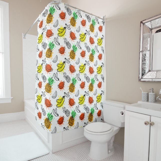 Vector Graphic Seamless Pattern Shower Curtain (In Situ)
