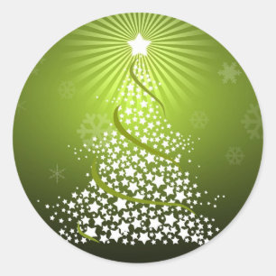 Vector Green Christmas Tree Classic Round Sticker