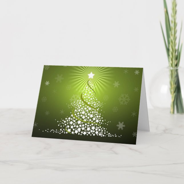 Vector Green Christmas Tree Holiday Card (Front)