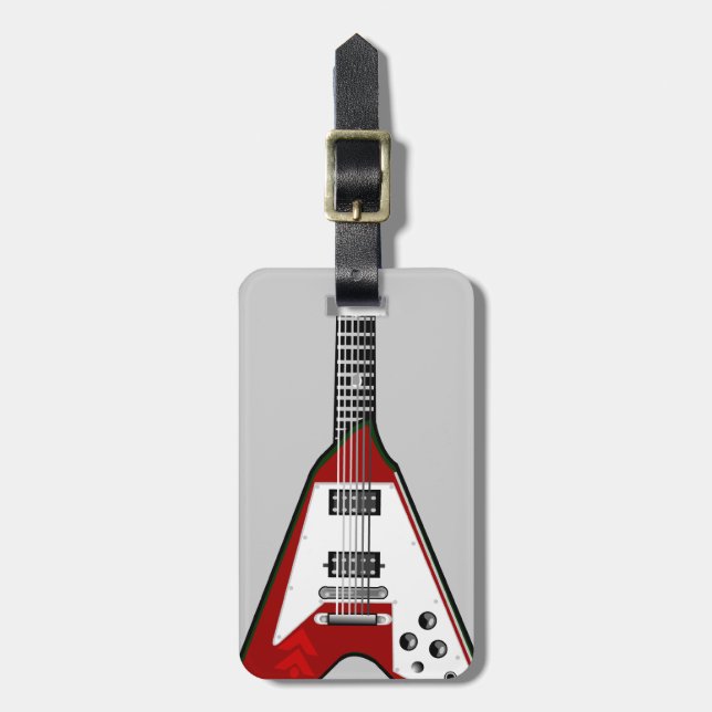 Vector guitar red/white luggage tag (Front Vertical)