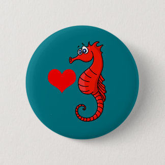 Vector  Heart and Seahorse 6 Cm Round Badge