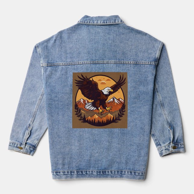 Vector Illustration, Centred Design Denim Jacket (Back)
