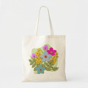 Vector illustration of flower bouquet tote bag