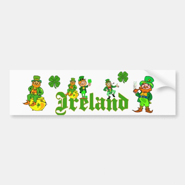 Vector - Leprechaun Clover  Ireland Bumper Sticker (Front)