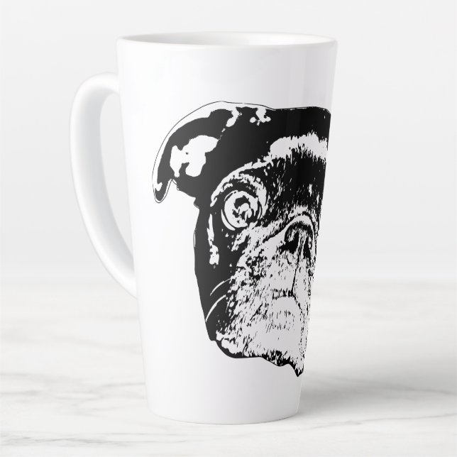 Vector Morning Pug Latte Mug (Left Angle)