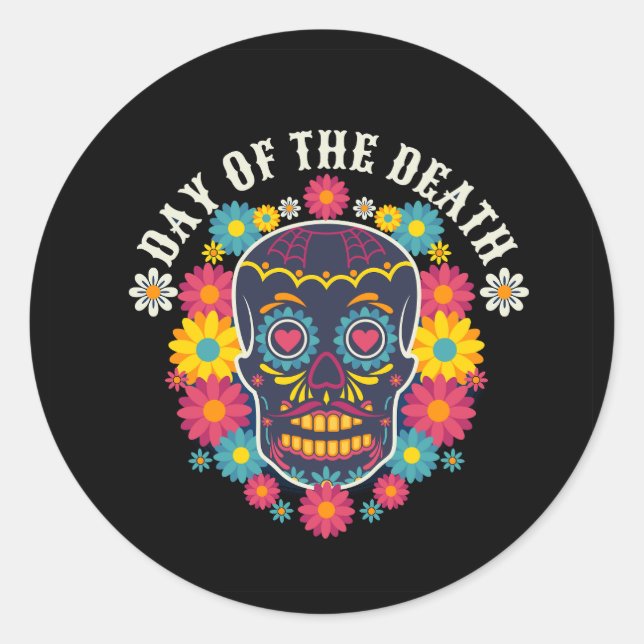 Vector muertos skull flat vector classic round sticker (Front)