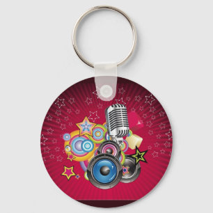 Vector-Music-Background-with-Speaker-and-Microphon Key Ring