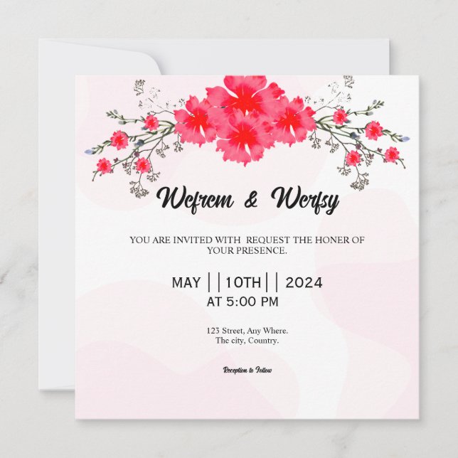 Vector Of Floral Wedding Invitation Card (Front)