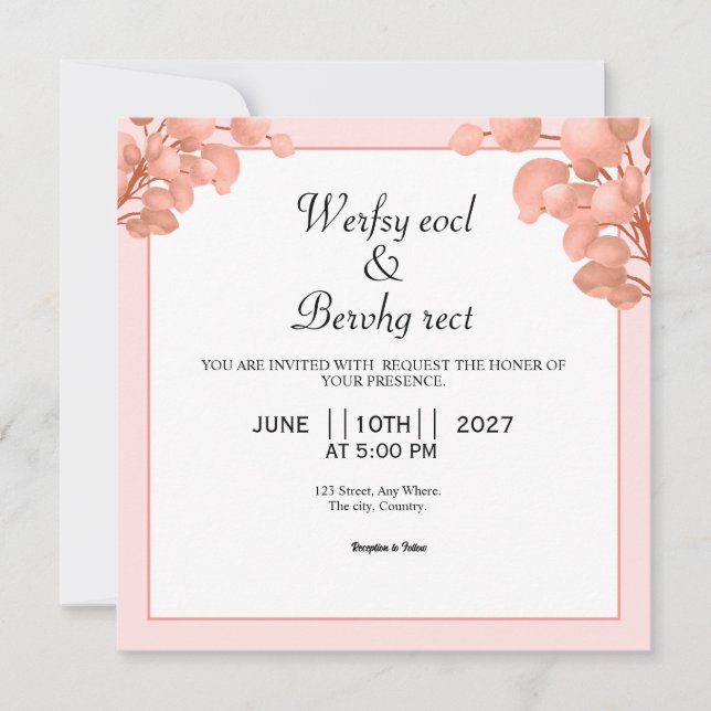 Vector Of Floral Wedding Invitation Card Vector  (Front)