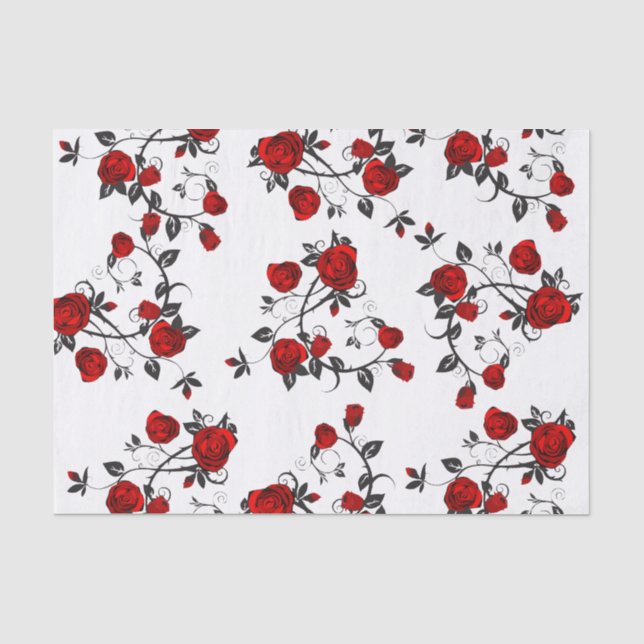 Vector roses at white, DIY, gift wrapping Tissue Paper (Front)