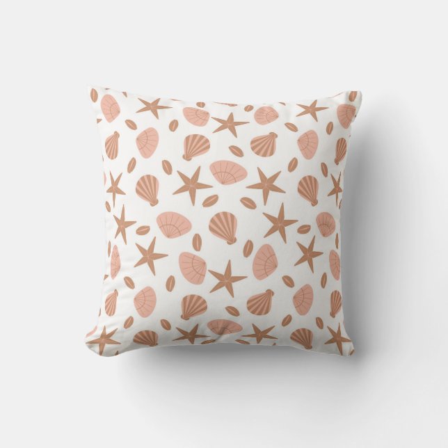 vector seamless pattern with sea shells in pastel  cushion (Front)