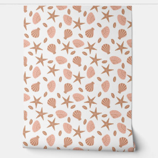 vector seamless pattern with sea shells in pastel wallpaper