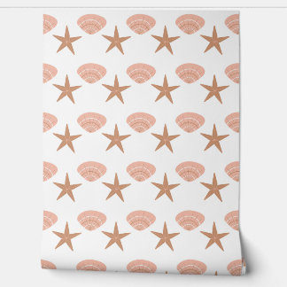 vector seamless pattern with sea stars and shells. wallpaper