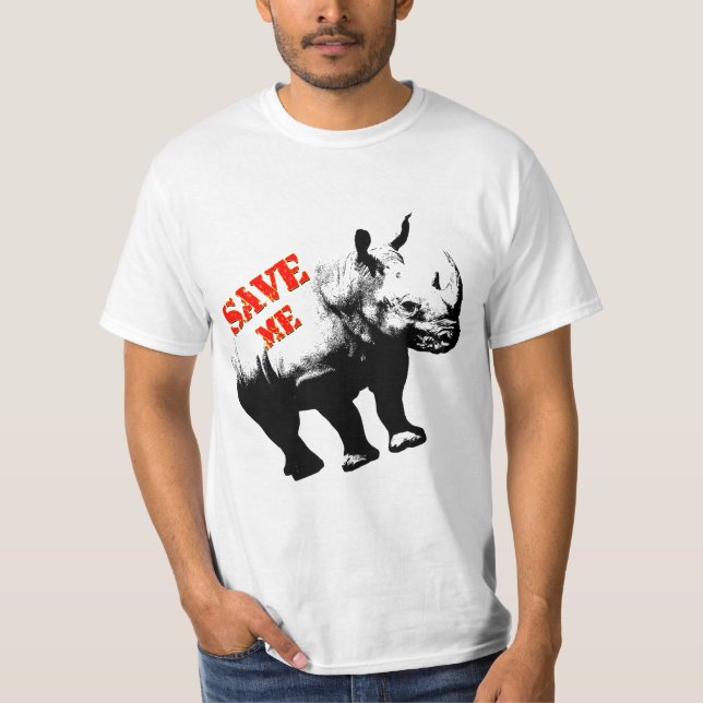 Vector  Silhouette Rhino  Save Me T-Shirt (Front)