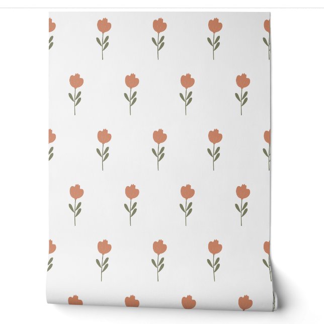 vector simple seamless botanical pattern with flow wallpaper (Unrolling)
