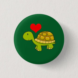Vector tortoise with heart 3 cm round badge