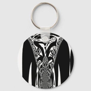 Vector Velocity Hypnotic Black White Abstract Desi Key Ring
