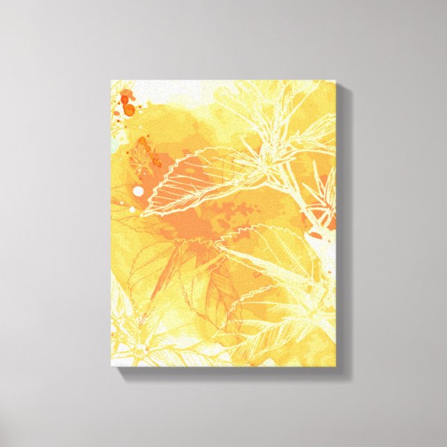 Vector Watercolor Background & Tropical Flowers Canvas Print (Front)