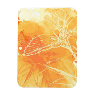 Vector Watercolor Background & Tropical Flowers Magnet