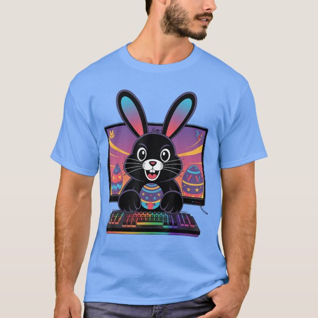 Vedo Gamer Easter Day Funny Gaming Bunny For Gamer T-Shirt (Front)