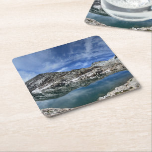 Vee Lake and Seven Gables Panorama - Sierra Square Paper Coaster