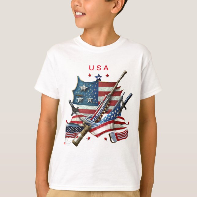 veeterans day shirt for usa kids  (Front)