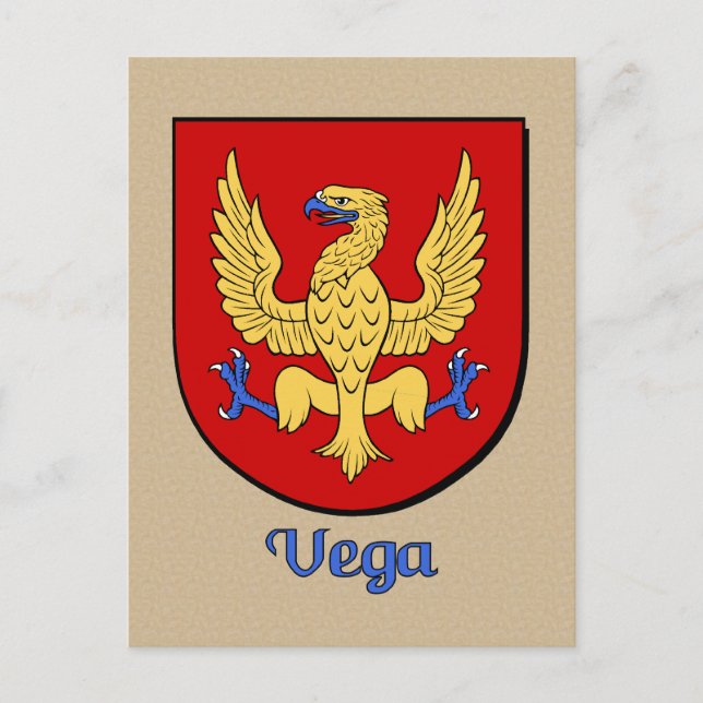 Vega Family Heraldic Shield Postcard (Front)