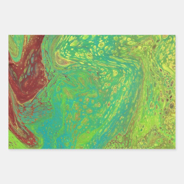Vegabond Dreams 2 Abstract Green Wrapping Paper (Front)