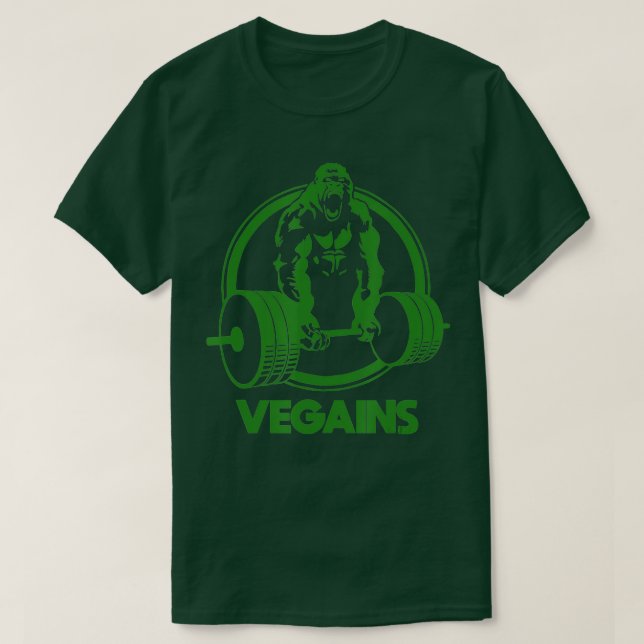 Vegains  Cute Weighlifting Bodybuilding Fitness Id T-Shirt (Design Front)