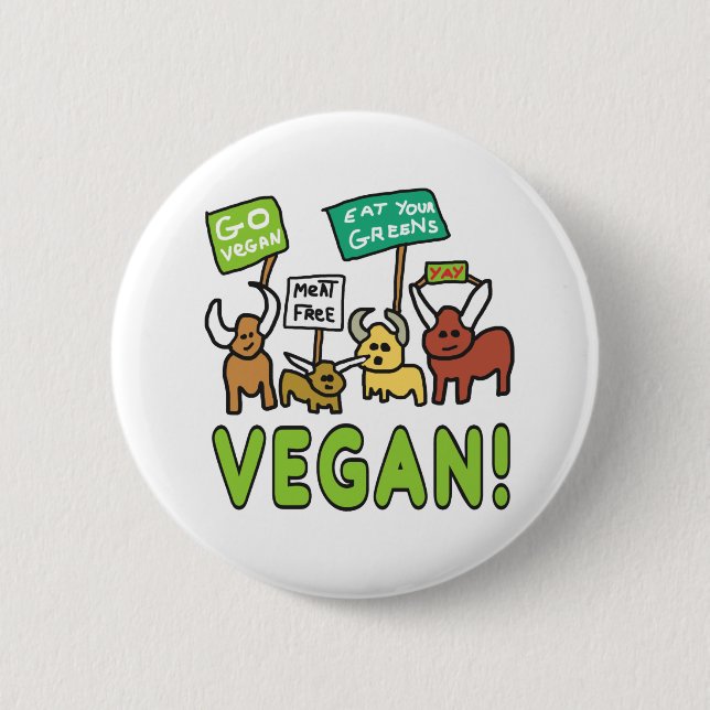 Vegan 6 Cm Round Badge (Front)