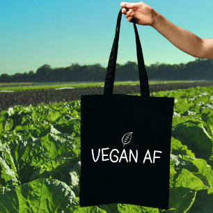 Vegan AF, Minimalist Leaf  Tote Bag