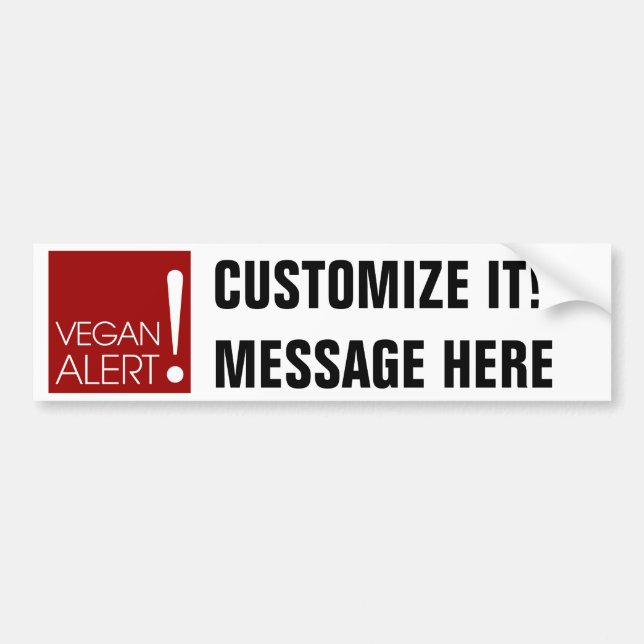 Vegan Alert! Customisable Bumper Sticker (Front)
