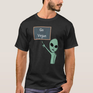 Vegan Alien Pointing To Chalkboard Don't Eat Meat T-Shirt