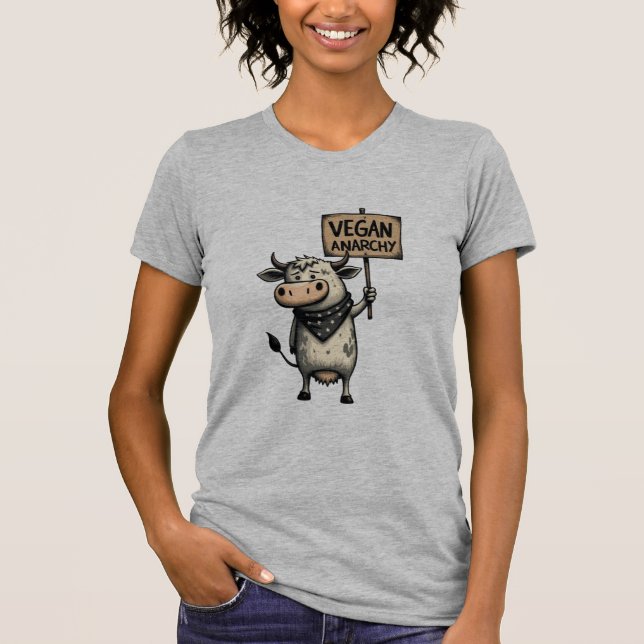 Vegan Anarchy – Rebel Cow Protest T-Shirt (Front)