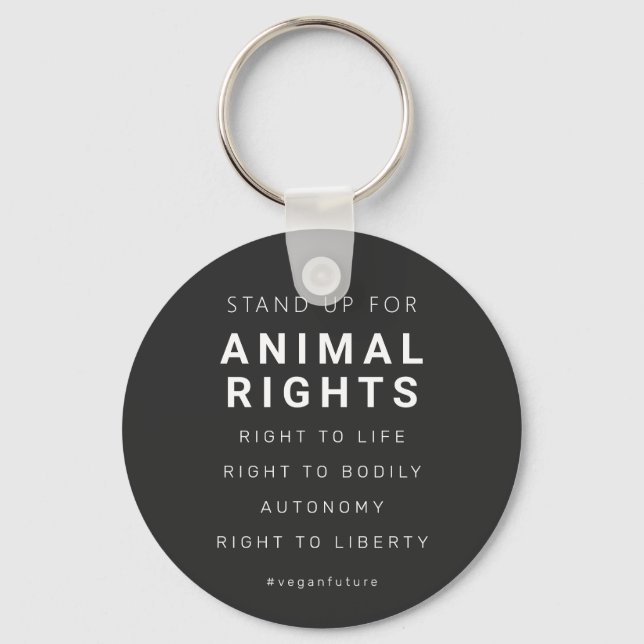 Vegan Animal Rights Minimal Typography Key Ring (Front)