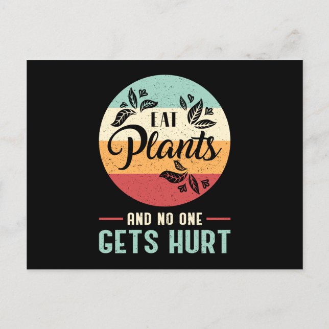 Vegan Animal Vegetarian Retro Veganism Funny Gift Postcard (Front)