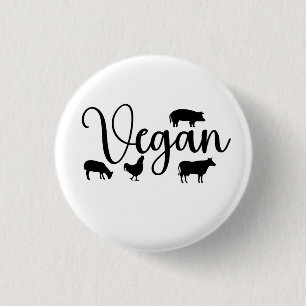 Vegan animals 3 cm round badge