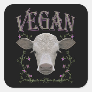 Vegan animals want to live square sticker