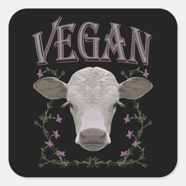 Vegan animals want to live square sticker (Front)